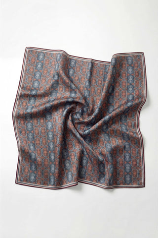 Pamuk Karışımlı Soft Eşarp Osmanlı Motif Desen Indigo 90x90 - Soft Eşarp - | Silk Home