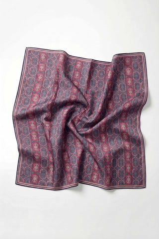 Pamuk Karışımlı Soft Eşarp Osmanlı Motif Desen Mürdüm 90x90) - Soft Eşarp - | Silk Home