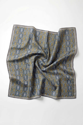 Pamuk Karışımlı Soft Eşarp Osmanlı Motif Desen Mavi 90x90 - Soft Eşarp - | Silk Home