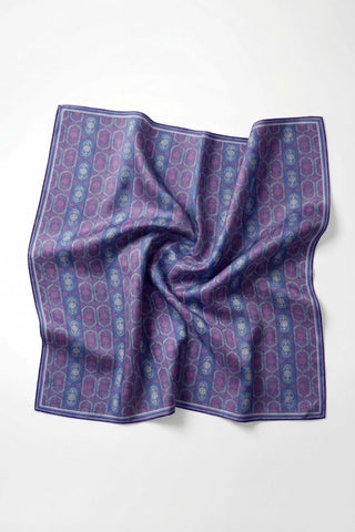 Pamuk Karışımlı Soft Eşarp Osmanlı Motif Desen Saks Mavi 90x90 - Soft Eşarp - | Silk Home