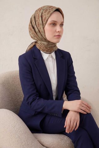 Pamuk Karışımlı Soft Eşarp Osmanlı Motif Desen Pastel Sarı 90x90 - Soft Eşarp - | Silk Home