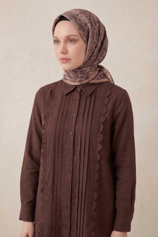 Pamuk Karışımlı Soft Eşarp Osmanlı Motif Desen Soluk Mor 90x90 - Soft Eşarp - | Silk Home