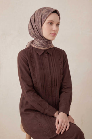 Pamuk Karışımlı Soft Eşarp Osmanlı Motif Desen Soluk Mor 90x90 - Soft Eşarp - | Silk Home