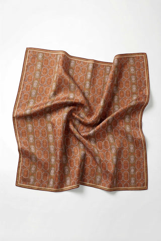 Pamuk Karışımlı Soft Eşarp Osmanlı Motif Desen Koyu Kahve 90x90 - Soft Eşarp - | Silk Home