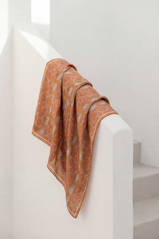 Pamuk Karışımlı Soft Eşarp Osmanlı Motif Desen Koyu Kahve 90x90 - Soft Eşarp - | Silk Home