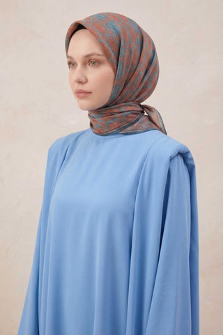 Pamuk Karışımlı Soft Eşarp Osmanlı Motif Desen Gri 90x90 - Soft Eşarp - | Silk Home