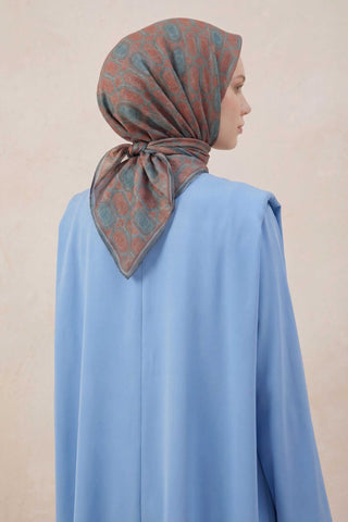 Pamuk Karışımlı Soft Eşarp Osmanlı Motif Desen Gri 90x90 - Soft Eşarp - | Silk Home