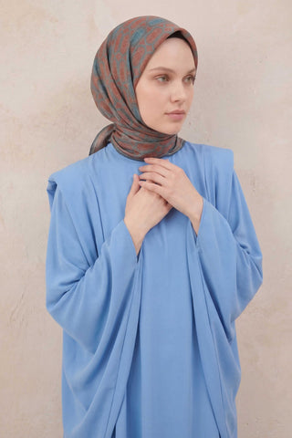 Pamuk Karışımlı Soft Eşarp Osmanlı Motif Desen Gri 90x90 - Soft Eşarp - | Silk Home