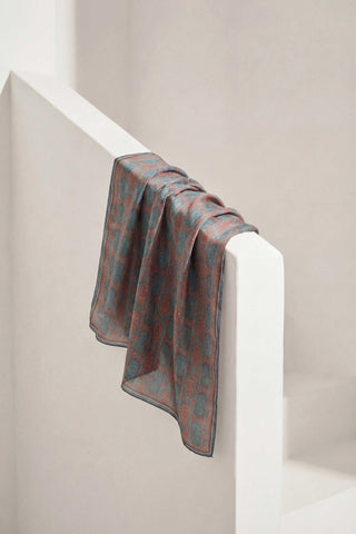 Pamuk Karışımlı Soft Eşarp Osmanlı Motif Desen Gri 90x90 - Soft Eşarp - | Silk Home