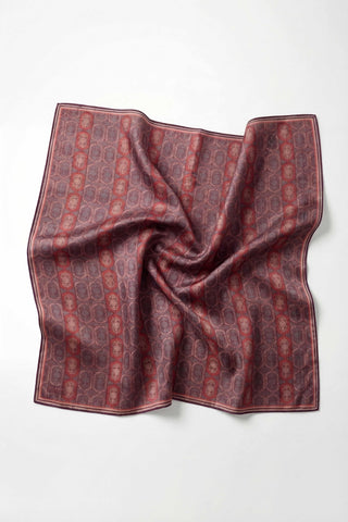 Pamuk Karışımlı Soft Eşarp Osmanlı Motif Desen Vişne Çürüğü 90x90 - Soft Eşarp - | Silk Home