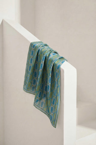 Pamuk Karışımlı Soft Eşarp Osmanlı Motif Desen Bebe Mavi 90x90 - Soft Eşarp - | Silk Home