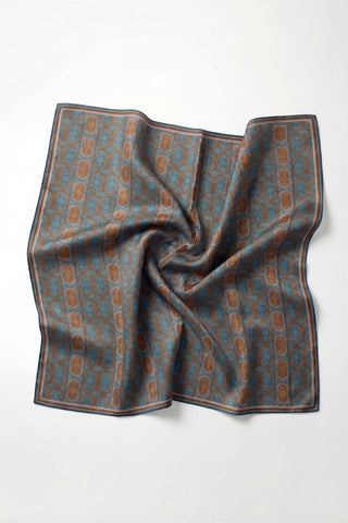 Pamuk Karışımlı Soft Eşarp Osmanlı Motif Desen Antrasit 90x90 - Soft Eşarp - | Silk Home