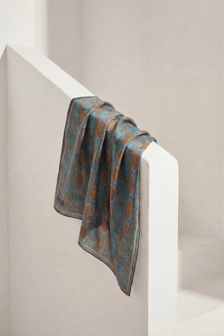 Pamuk Karışımlı Soft Eşarp Osmanlı Motif Desen Antrasit 90x90 - Soft Eşarp - | Silk Home