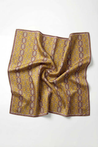 Pamuk Karışımlı Soft Eşarp Osmanlı Motif Desen Kahve Yeşil 90x90 - Soft Eşarp - | Silk Home