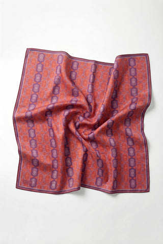 Pamuk Karışımlı Soft Eşarp Osmanlı Motif Desen Vişne 90x90 - Soft Eşarp - | Silk Home