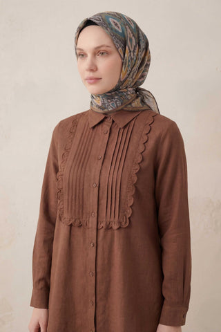 Pamuk Karışımlı Soft Eşarp Baklava Desen Gri 90x90 - Soft Eşarp - | Silk Home