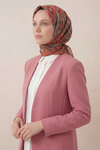 Pamuk Karışımlı Soft Eşarp Baklava Desen Vizon 90x90 - Soft Eşarp - | Silk Home