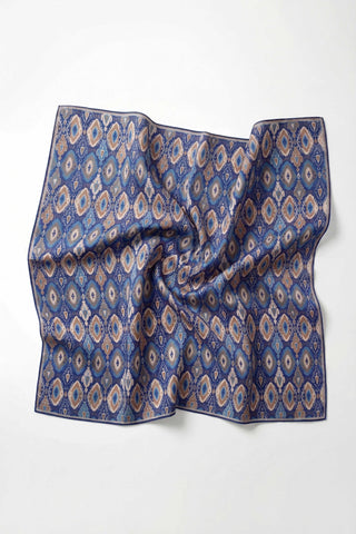 Pamuk Karışımlı Soft Eşarp Baklava Desen Saks Mavi 90x90 - Soft Eşarp - | Silk Home