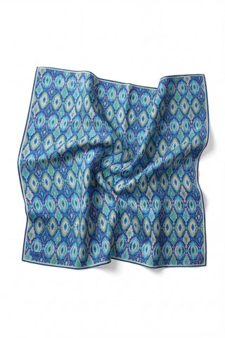 Pamuk Karışımlı Soft Eşarp Baklava Desen Saks Mavi 90x90 - Soft Eşarp - | Silk Home