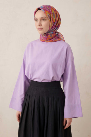 Pamuk Karışımlı Soft Eşarp Baklava Desen Pembe 90x90 - Soft Eşarp - | Silk Home