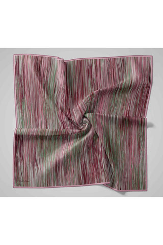 Twill İpek Eşarp Pudra-Yeşil Tonlu Kaymaz Tok Duruşlu Kumaş 90X90