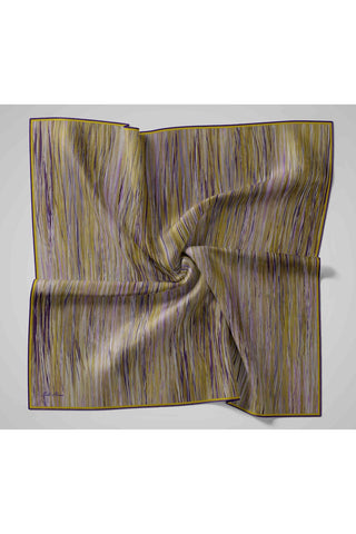 Twill İpek Eşarp Yağ Yeşili-Mor Tonlu Tok Duruşlu Kaymaz Kumaş 90X90