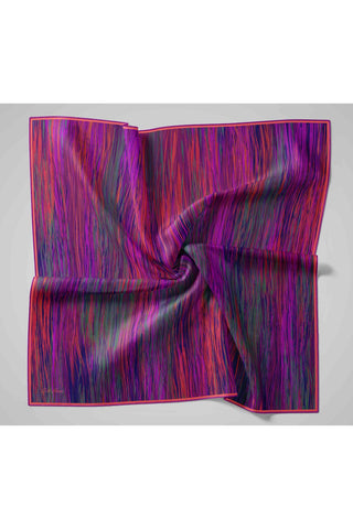 Twill Silk Scarf, Purple-Pink Pattern, Firm Structure, 90x90 cm 