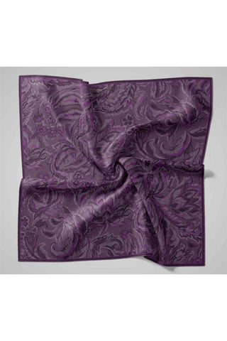 Twill İpek Eşarp Mürdüm-Pudra Desenli Tok Duruşlu 90X90