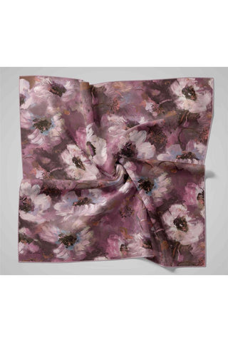 Twill İpek Eşarp Pembe-Pudra Desenli Tok Duruşlu 90X90