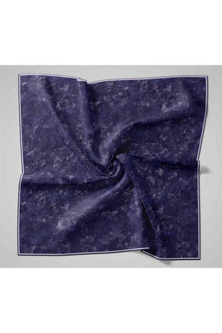 Twill İpek Eşarp Koyu Mor–Toz Pembe Desenli Tok Duruşlu 90X90