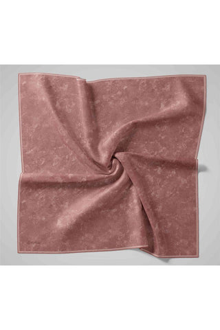 Twill İpek Eşarp Gül Kurusu–Toz Pembe Desenli Tok Duruşlu 90X90