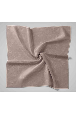 Twill İpek Eşarp Ekru–Soluk Gül Kurusu Desenli Tok Duruşlu 90X90
