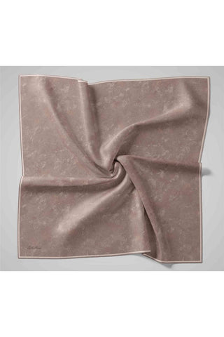 Twill İpek Eşarp Pudra Vizon Tonlu Desenli Tok Duruşlu 90X90