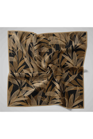 Twill İpek Eşarp Siyah-Açık Gold Gold Geçişli Kaymaz Tok Duruşlu 90X90