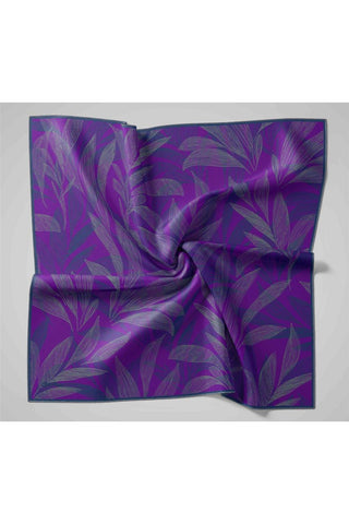 Twill İpek Eşarp Mor-Füme Gri Geçişli Kaymaz Tok Duruşlu 90X90