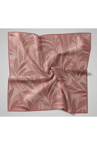 Twill İpek Eşarp Gül Kurusu-Pastel Pembe Desenli Tok Duruşlu 90X90