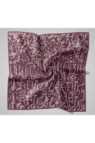 Twill İpek Eşarp Mor-Erguvan Desenli Tok Duruşlu 90X90