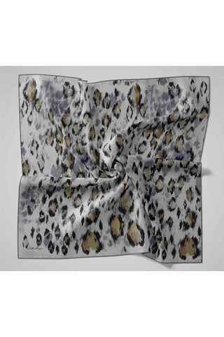 Twill İpek Eşarp Siyah-Füme Soyut Desenli Tok Duruşlu 90X90