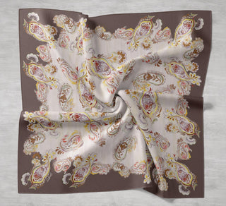 Twill İpek Eşarp Şal Desen Butter Yellow 90x90 - Twill İpek Eşarp - | Silk Home