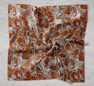 Twill İpek Eşarp Floral Art Desen Taş 90x90 - Twill İpek Eşarp - | Silk Home