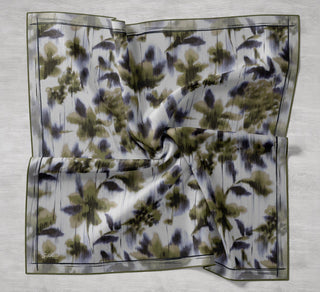 Twill İpek Eşarp Soyut Çiçek Desen Bebe Mavi 90x90 - Twill İpek Eşarp - | Silk Home