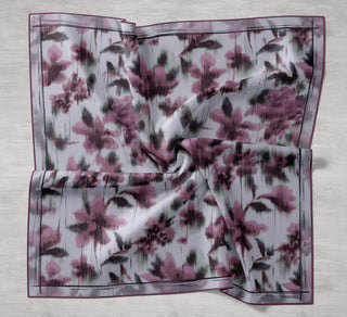 Twill İpek Eşarp Soyut Çiçek Desen Soluk Lila 90x90 - Twill İpek Eşarp - | Silk Home