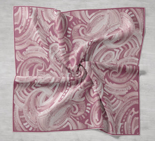 Twill İpek Eşarp Soyut Desen Pembe 90x90 - Twill İpek Eşarp - | Silk Home