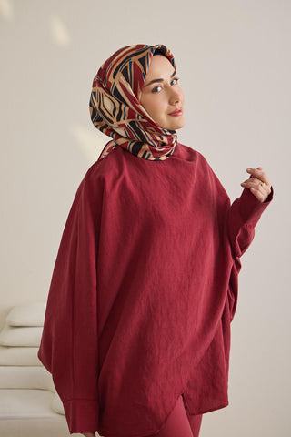 Twill İpek Eşarp Bohem Atlas Desen Pudra 90x90 - Twill İpek Eşarp - | Silk Home