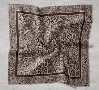Twill İpek Eşarp Leopar Butter Yellow 90x90 - Twill İpek Eşarp - | Silk Home