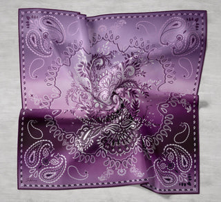 Twill İpek Eşarp Klasik Motif Mor 90x90 - Twill İpek Eşarp - | Silk Home