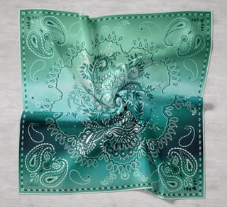 Twill İpek Eşarp Klasik Motif Turkuaz 90x90 - Twill İpek Eşarp - | Silk Home