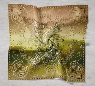 Twill İpek Eşarp Klasik Motif Sarı 90x90 - Twill İpek Eşarp - | Silk Home