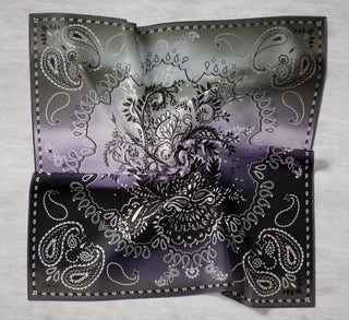 Twill İpek Eşarp Klasik Motif Eflatun 90x90 - Twill İpek Eşarp - | Silk Home