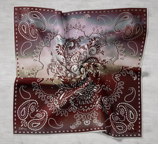 Twill İpek Eşarp Klasik Motif Bordo 90x90 - Twill İpek Eşarp - | Silk Home